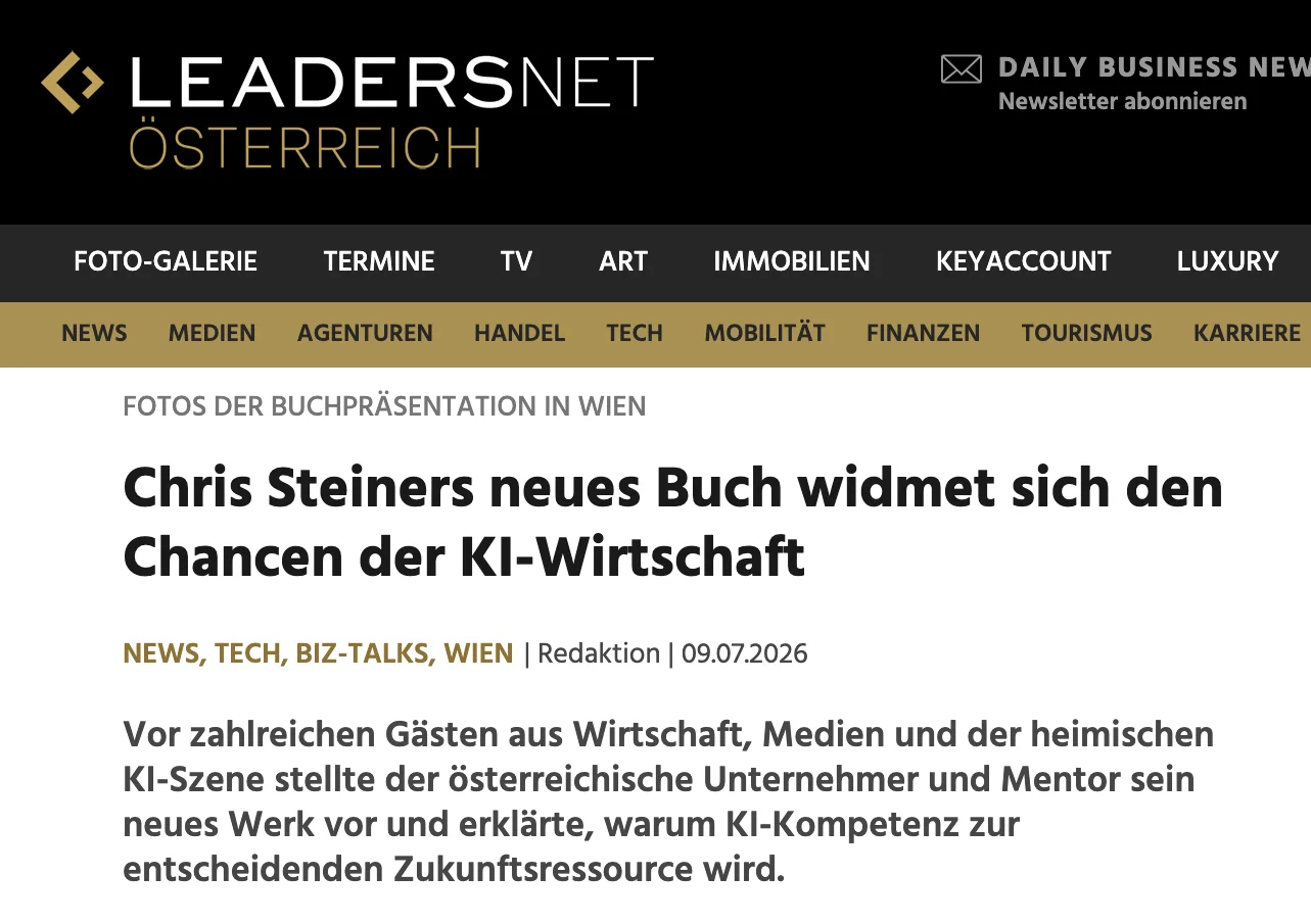 Ausschnitt des Leadersnet-Berichts von der Buchpräsentation in Wien.