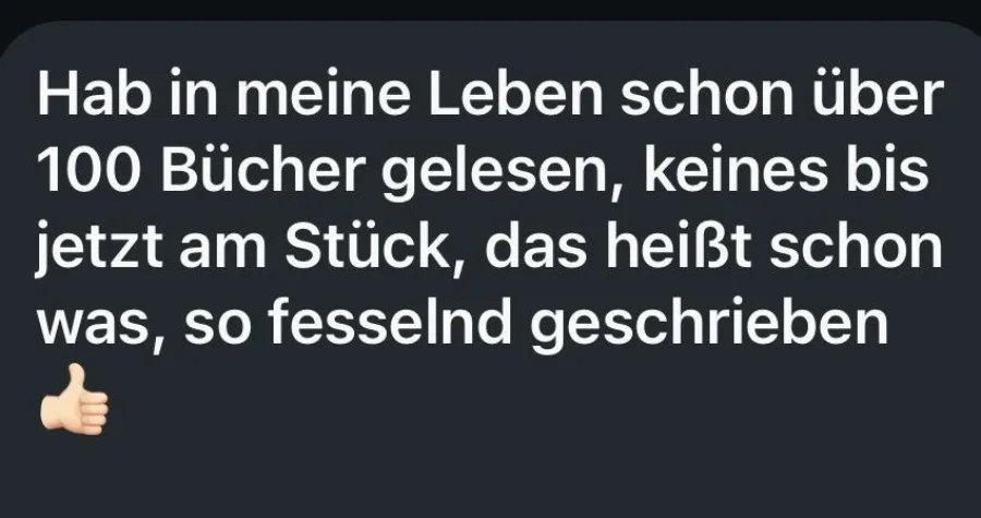 Bildschirmfoto einer Lesernachricht über das Buch, Absender unkenntlich.
