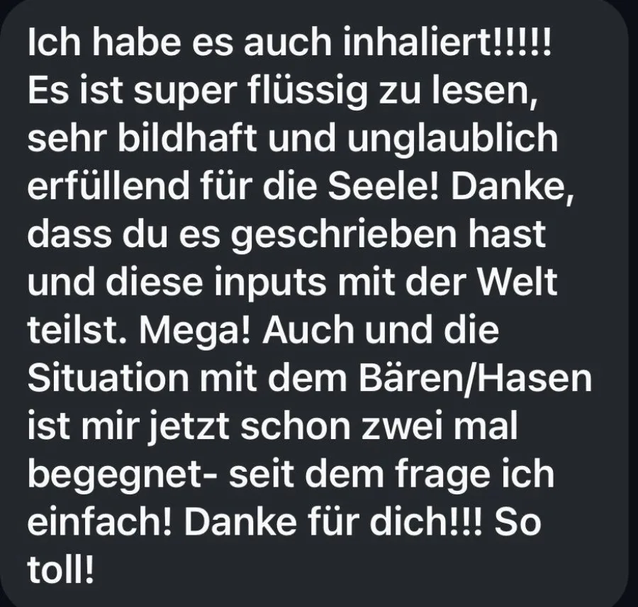 Bildschirmfoto einer Lesernachricht über das Buch, Absender unkenntlich.