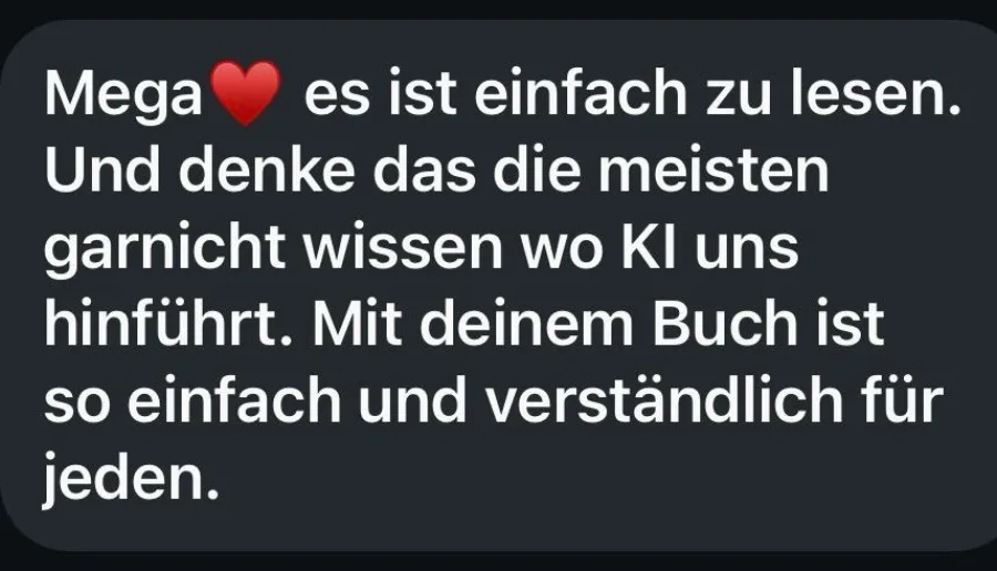 Bildschirmfoto einer Lesernachricht über das Buch, Absender unkenntlich.